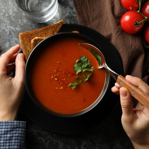 Vegan Pumpkin and Tomato Soup with Red Lentils