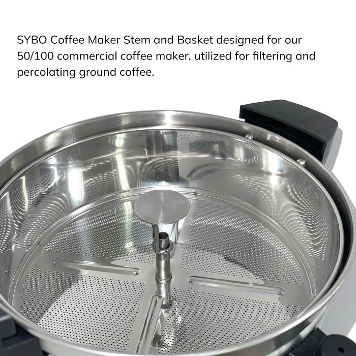 SYBO 2022 UPGRADE SR-CP-100B Commercial Grade Stainless Steel Percolate  Coffee Maker Hot Water Urn for Catering, 100-Cup 16 L, Metallic