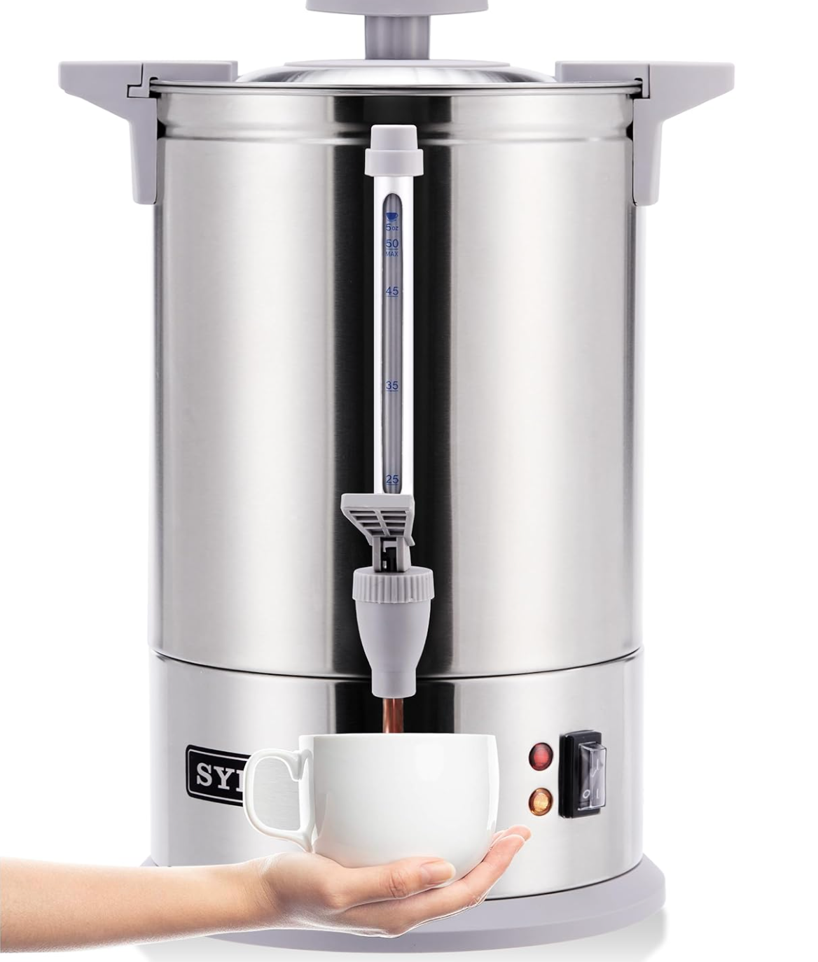 SYBO Commercial Stainless Steel Percolate Coffee Urn 50/100 Cup, 8L/16L